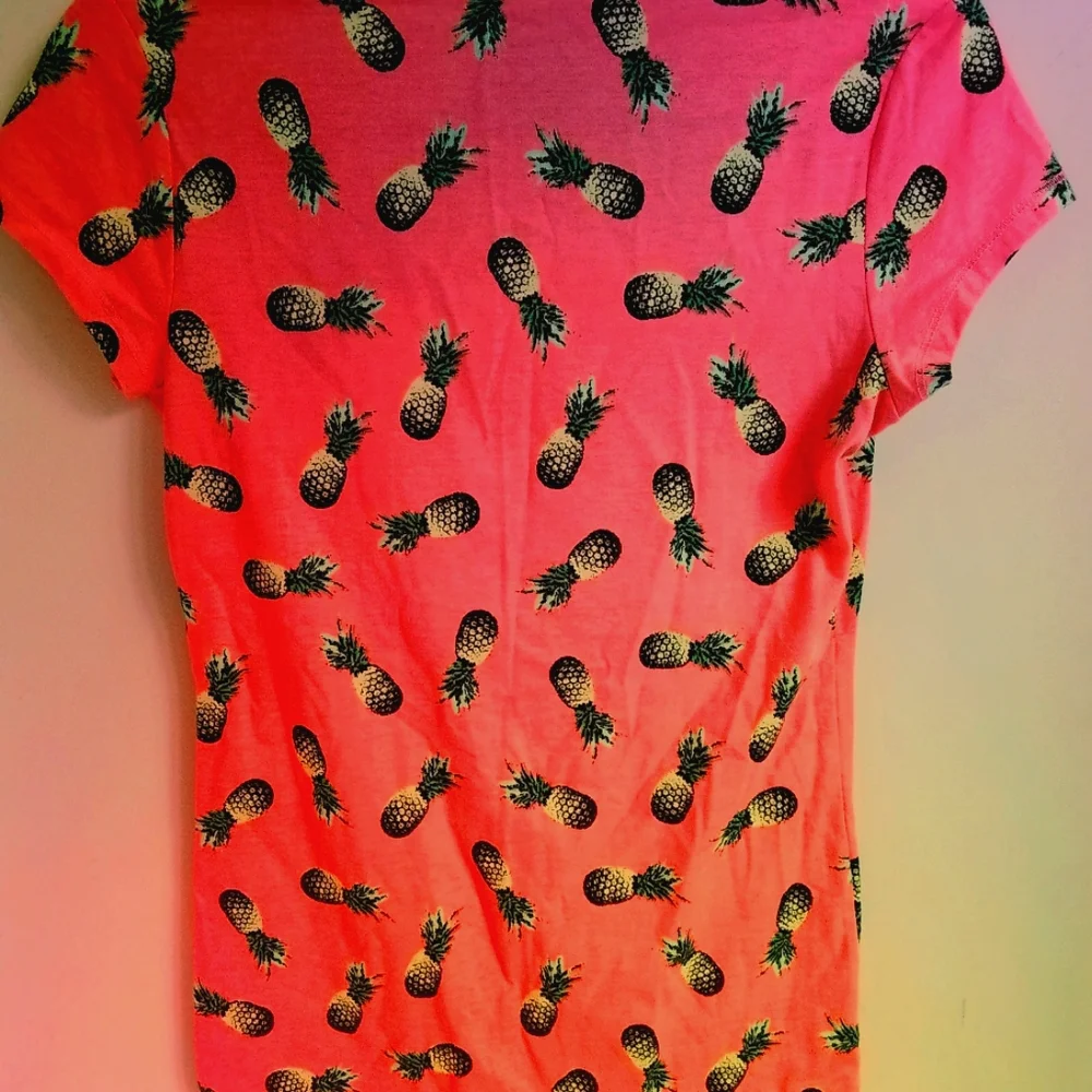 Top Pineapple print bright orange t-shirt - Picture 2 of 4